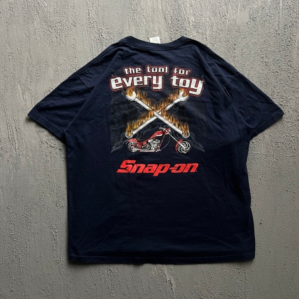 Vintage Snap On Motorcycle Shirt‎ Size XL Blue 2000s